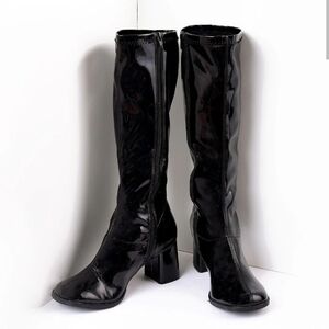 Black Patent Knee High Go Go Boots